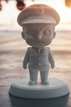 Grumpy Captain 3D Printed Figure – Aviation Collectible (11cm x 8cm Base)