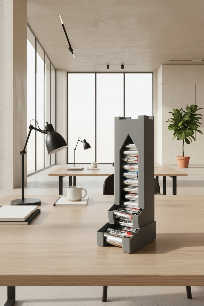 AA & AAA Battery Holder Dispenser Organizer (Vertical Storage Rack)